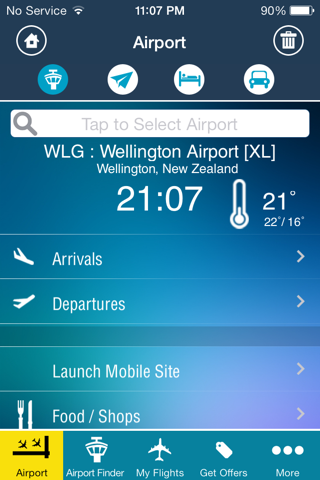 Wellington Airport Info +Radar screenshot 2