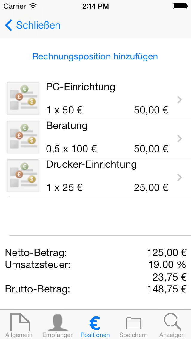 Screenshot #1 pour Rechnungsverwalter