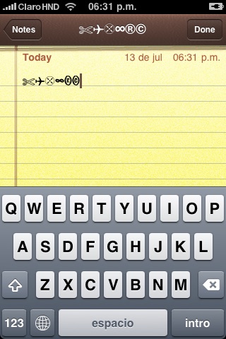 Glyphs ✔☯☺☢☣☜♠☻☼☀✁©™✗ screenshot 4