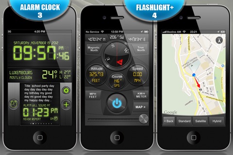 GPS Dragon 6 in 1 (1.Trip Pages, 2.Speedometer +, 3.Alarm Clock, 4.Compass, Flashlight, Speedometer, Altimeter, Course, 5.Weather Compass, 6.Compass  Pro) screenshot 3