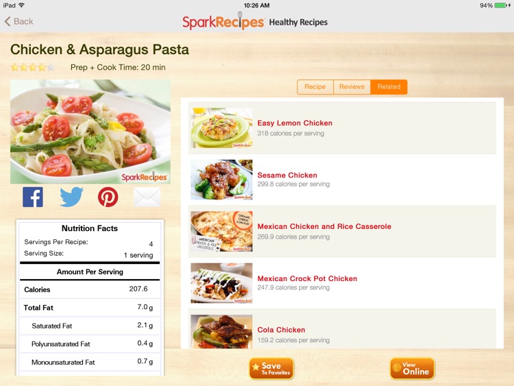 Healthy Recipes by SparkRecipes for iPad