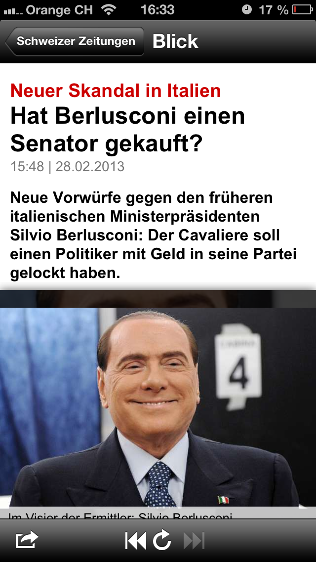 Schweizer Zeitungen + Screenshot