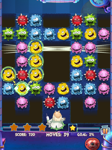 Screenshot #4 pour Crazy Doctor VS Weird Virus 2 Free - A matching puzzle game
