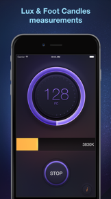 Lux Meter - light measurement tool for measuring lumens, foot candles, lx and light temperature screenshot