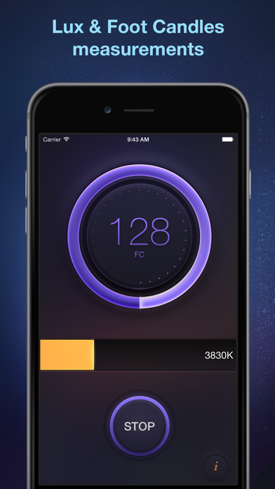 Lux Meter - light measurement tool for measuring lumens, foot candles, lx and light temperature Screenshot