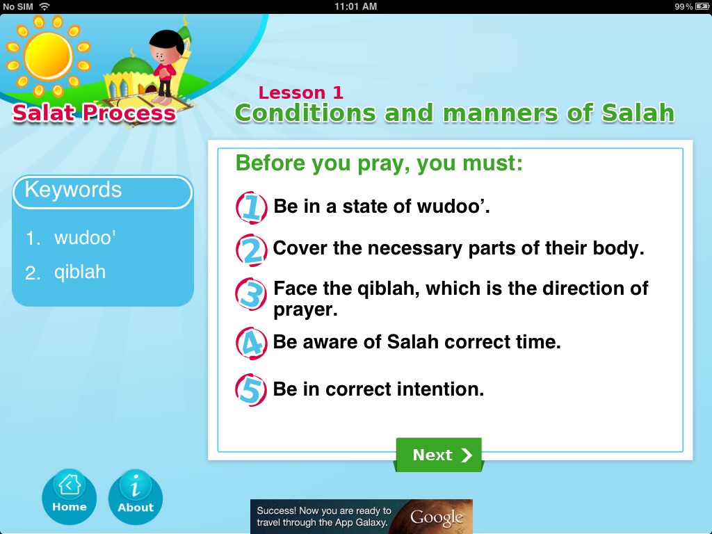 Salah Tutorial for kids - Islam Index screenshot 2