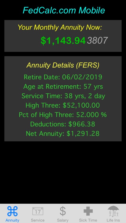 FedCalc FERS and CSRS Annuity Calculator