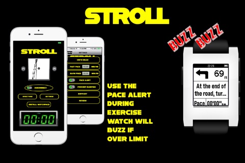 STROLL-Walking GPS Navigation and Pace Alert for Pebble Smartwatch screenshot 2