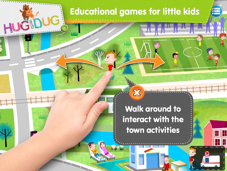 Little Town Explorer -  HugDug educational activity game for little kids.