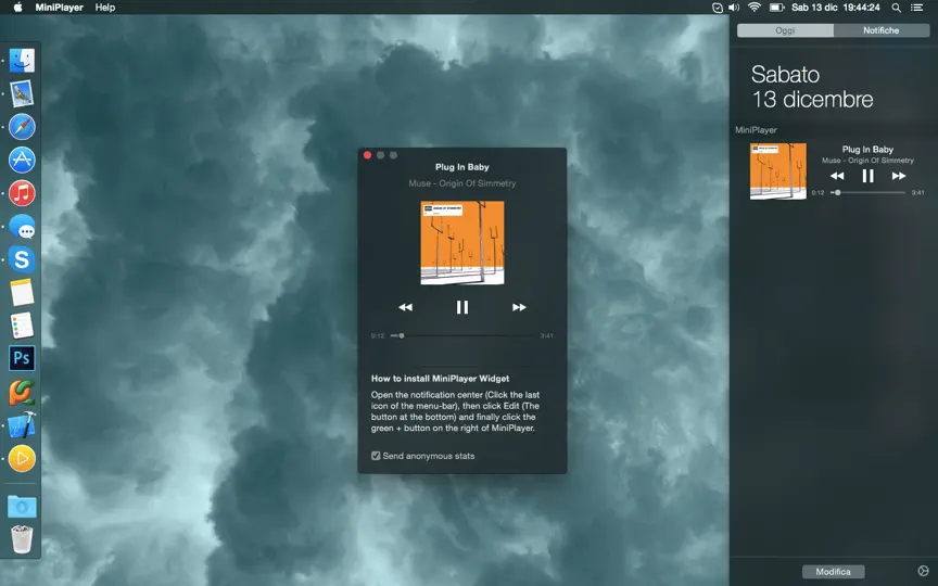 Скриншот MiniPlayer Widget на iPhone 3