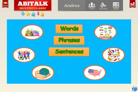 Multisyllabic with words, phrases and sentences for speech therapy and special need education screenshot 2