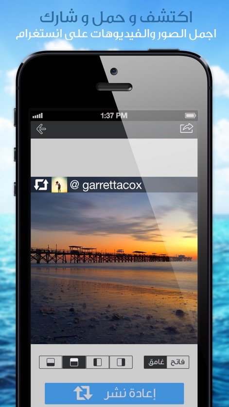 انستا تحميل - تحميل صور و فيديو من انستقرام - Users can efficiently repost content using a dedicated interface that includes attribution and various visual layout options.