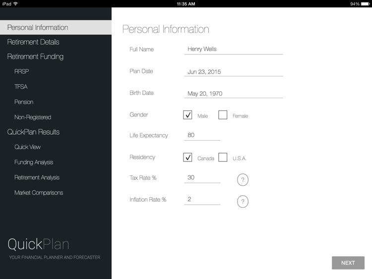 QuickPlan - Retirement Planning Calculator, Financial Forecasting and Retirement Readiness Planner