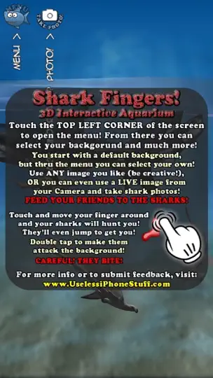 Скриншот Shark Fingers! 3D Interactive Aquarium FREE на iPhone 5