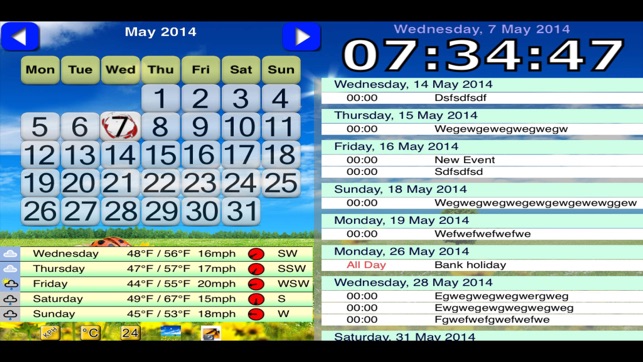 Screenshot of Desktop Weather, Planner and Clock