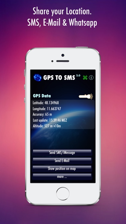 GPS to SMS 2 - Share GPS location (Coordinates and postal Address) via SMS E-Mail & Messenger and show GPS Device Data