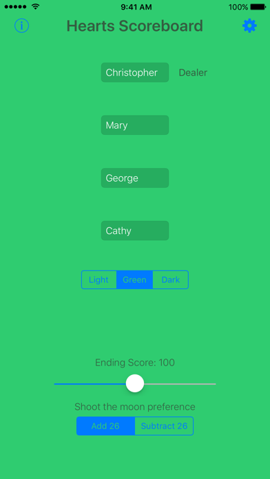 Hearts Scoreboard - Keep Track of your Hearts Scores! iPhone screenshot 2 - Games app