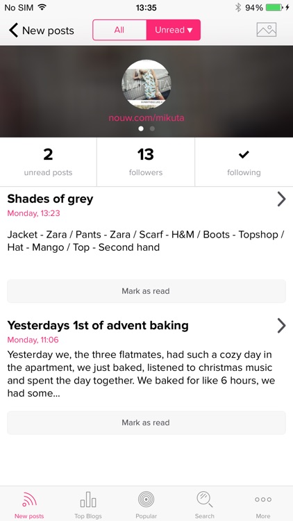 Blogkeen -RSS reader for blogs, with Push