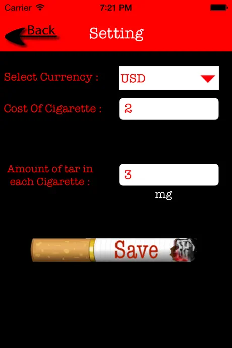 Cigarette Tracker App