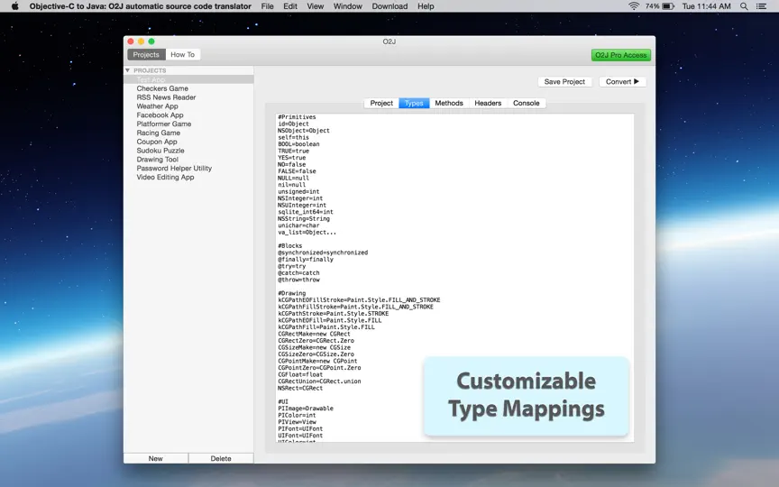 Captura de pantalla de Objective-C To Java - O2J Automatic Source Code Translator en iPhone 3