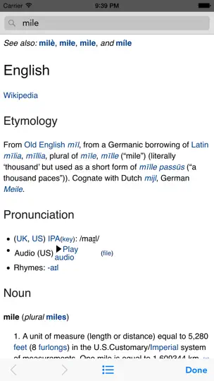Скриншот Wikipanion на iPhone 3