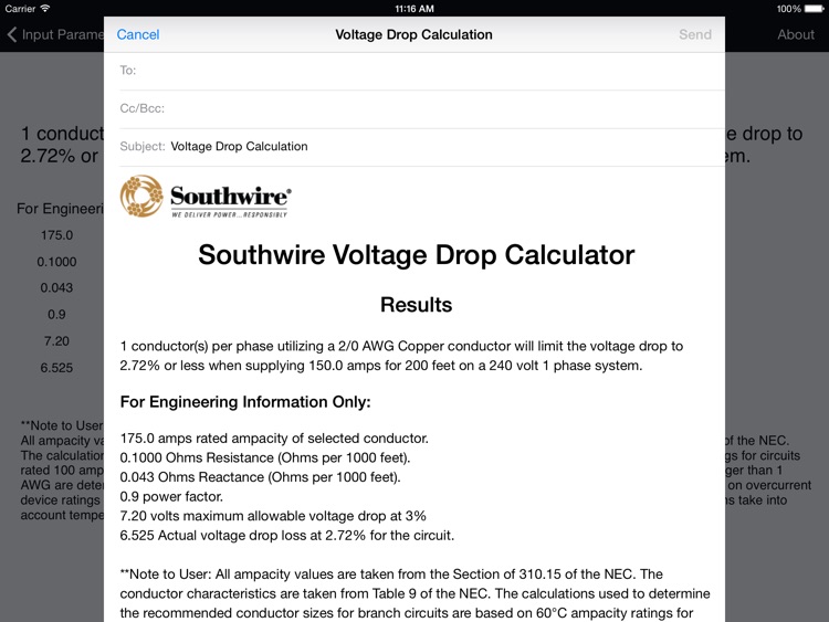 Southwire® Voltage Drop Calculator HD by Southwire Company