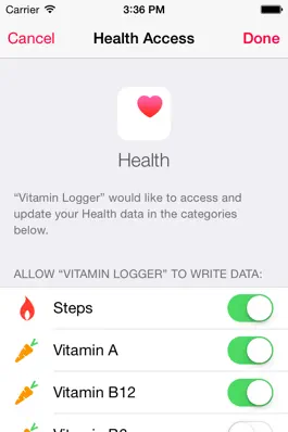 Game screenshot Vitamin Logger - Log your vitamin intake into Health App apk