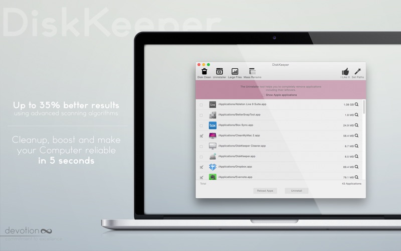 DiskKeeper - Free Disk Space, Uninstall Apps