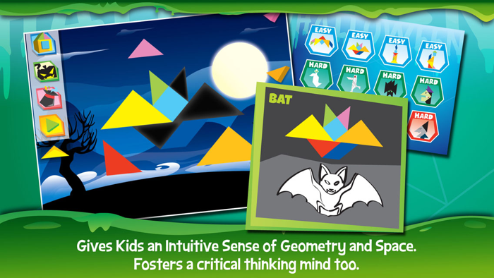 Kids Learning Puzzles Halloween - Tangram Building Blocks Make Your Brain Pop