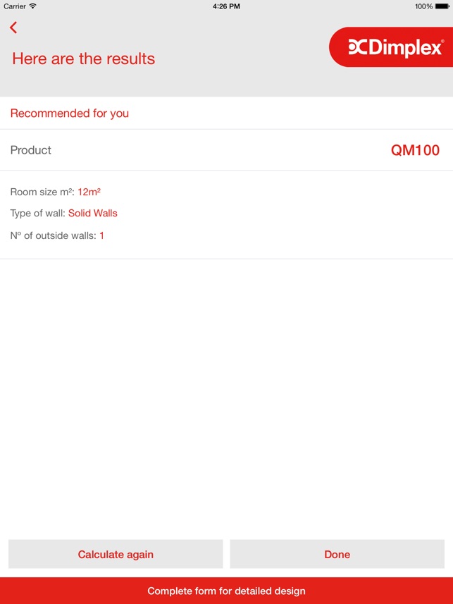Dimplex Quantum heater sizing guide on the App Store