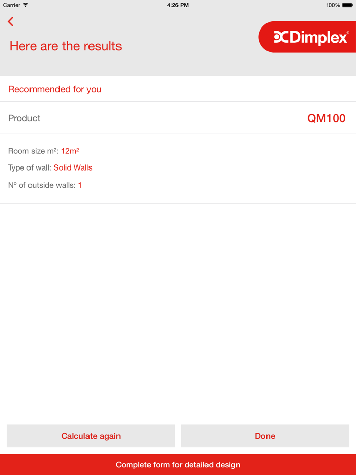 Dimplex Quantum heater sizing guide