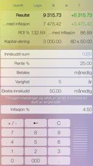 Deposit - kombinert rente-kalkulator med periodevis innskudd og uttak iphone bilder 0