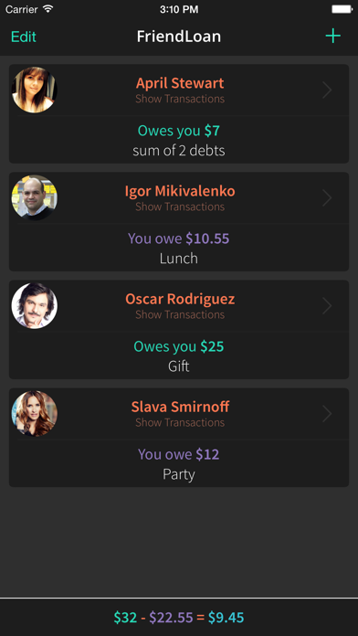 FriendLoan app screenshot