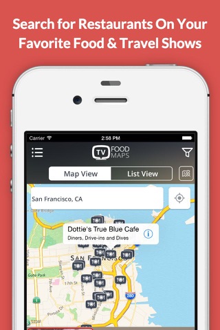 TV Food Maps - Restaurants on TV, Road Trip Planner, Diners, Drive-Ins & Dives, Man vs. Food & More screenshot 3