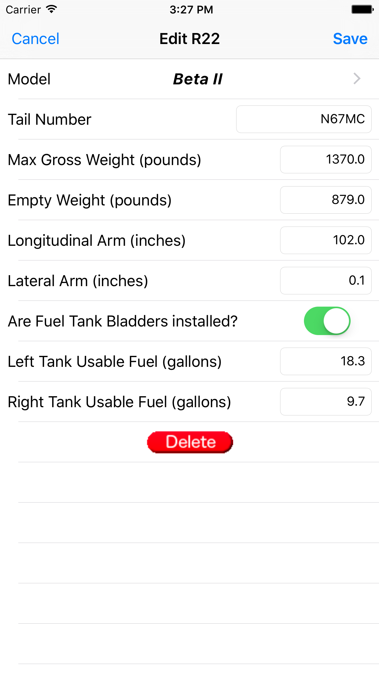 R22 Weight & Balance screenshot 5
