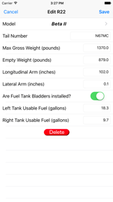 R22 Weight & Balance screenshot
