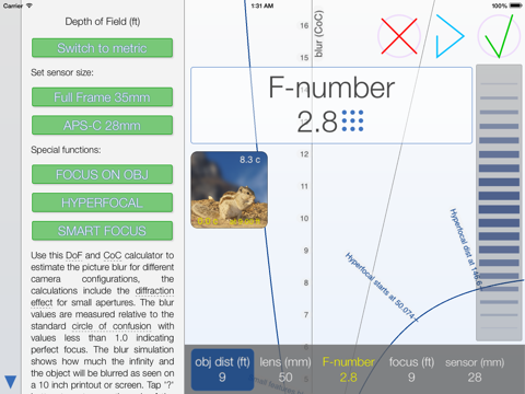 Screenshot #4 pour Hyperfocal - depth of field calculator with blur simulation and circle of confusion estimation