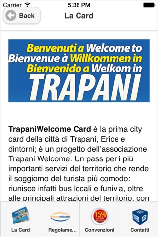 Trapani Welcome Card screenshot 2