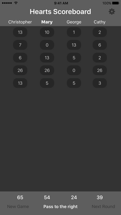 Hearts Scoreboard - Keep Track of your Hearts Scores! iPhone screenshot 5 - Games app