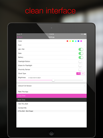 Nite Time - a simple night clock for your nightstand with flashlight iPad screenshot 3 - Utilities app