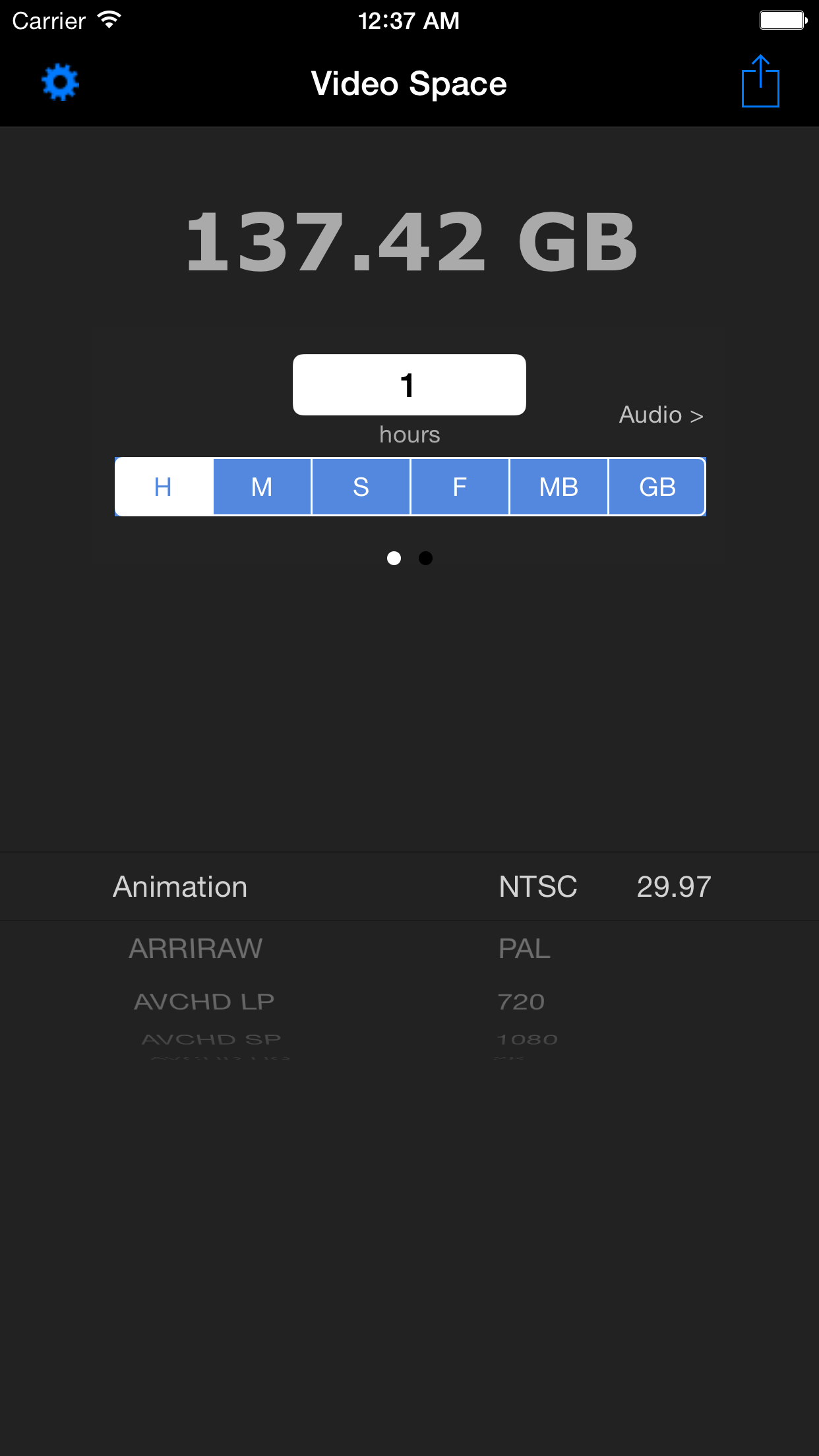 Video Space Calculator