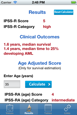 MDS IPSS-R Calculator screenshot 3