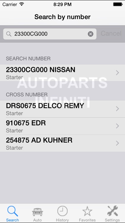 Autoparts for Infiniti