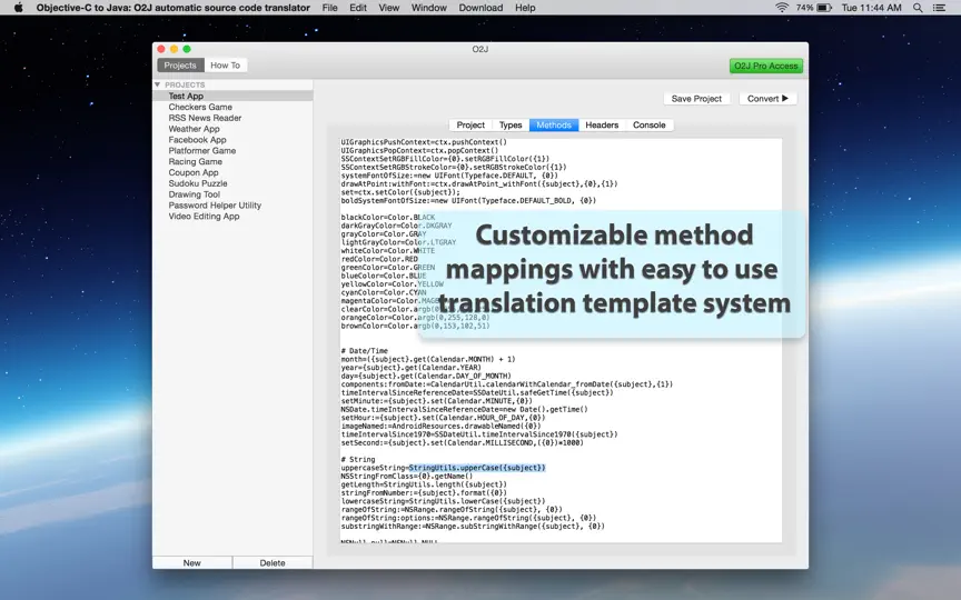 Captura de pantalla de Objective-C To Java - O2J Automatic Source Code Translator en iPhone 4