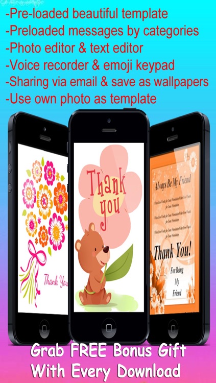 Thank You Cards Maker With Photo Editor.Customise and Send Thank You e-Cards
