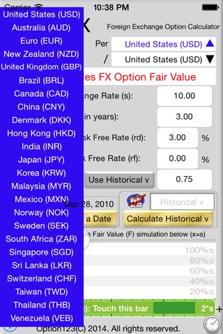 Foreign Exchange Option Calculator screenshot 2