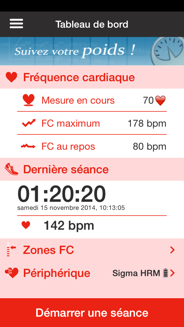 Screenshot #1 pour HR Tracker, Suivez votre fréquence cardiaque pendant l'effort