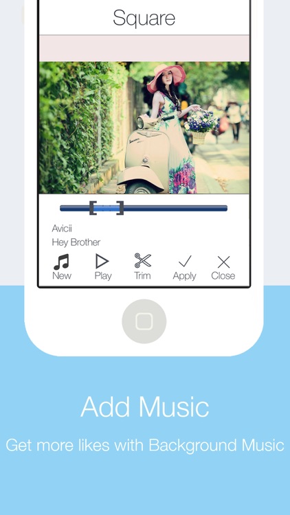 Sqaure Fit for Instasize - Get more likes by adding music and comments to your Bestme Photos