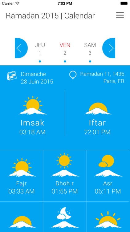 Horaires Ramadan
