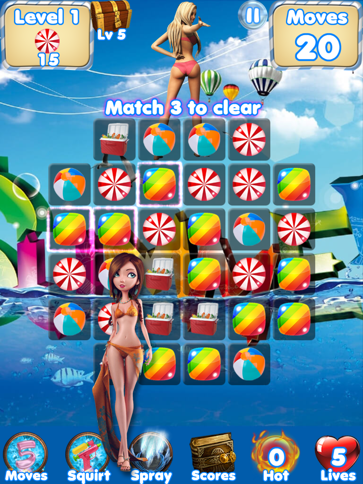 Beach Adventure Heroes - Crush gummy candy to save the Hawaiian Tropics!